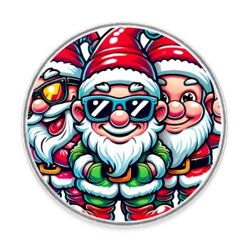 Ill Be Gnome for Christmas Design - Round  fridge magnet - white - Front