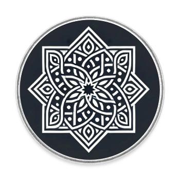 Geometrisches Mandala Design - Runder Kühlschrankmagnet - Weiß - Vorne