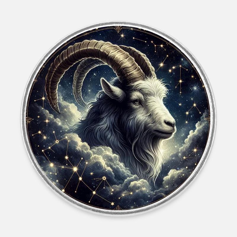 STEINBOCK / Tierkreiszeichen - Runder Kühlschrankmagnet - Weiß