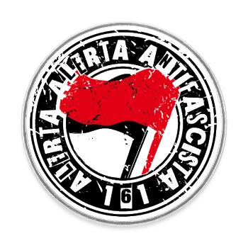 Alerta Alerta Antifascista 161 Antifa - Runder Kühlschrankmagnet - Weiß - Vorne