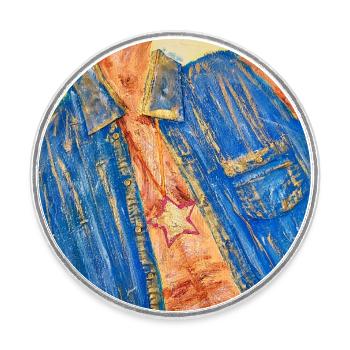 Bunter Denim-Blazer mit Sternanhänger Nemo - Runder Kühlschrankmagnet - Weiß - Vorne