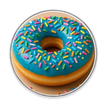 Donut mit Blauem Zuckerguss - Runder Kühlschrankmagnet - Weiß - Vorne