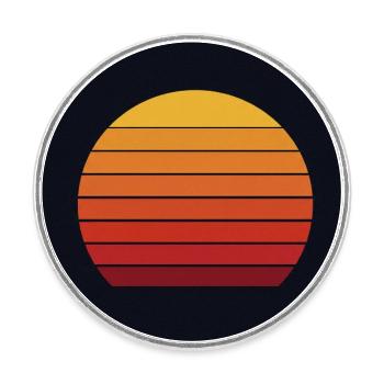 Design rétro coucher de soleil - Magnet rond - blanc - Devant