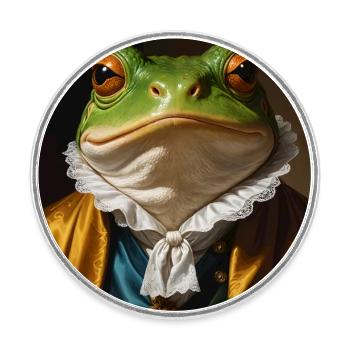 La Grenouille Noble – Royal Amphibian Chic - Magnet rond - blanc - Devant