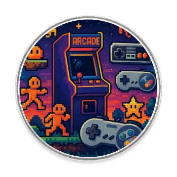 Conception de jeu d’arcade Pixel rétro - Magnet rond - blanc - Devant