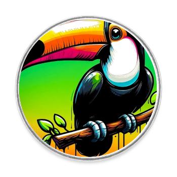 toucan - Round  fridge magnet - white - Front