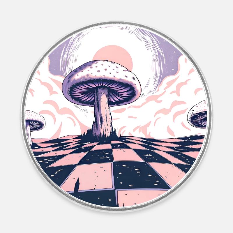 Dreamscape Pilz-Wunderland - Runder Kühlschrankmagnet - Weiß