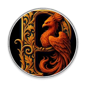 P – Magic Ornament with Phoenix - Round  fridge magnet - white - Front