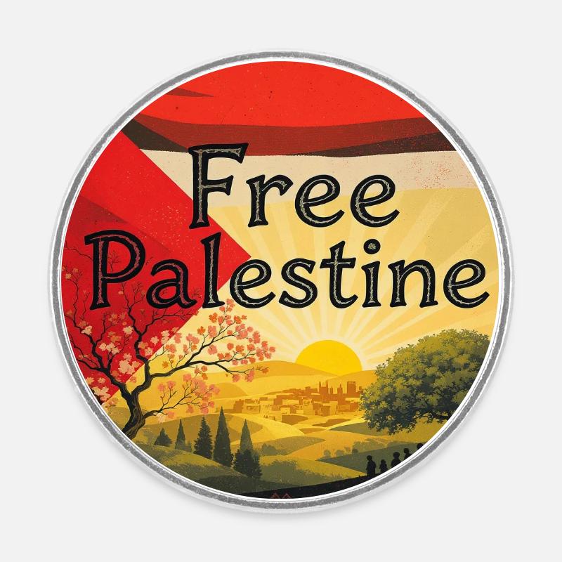 Palestine - Magnet rond - blanc