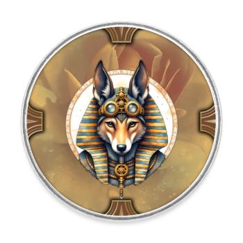 Steampunk Pharao Fuchs - Runder Kühlschrankmagnet - Weiß - Vorne