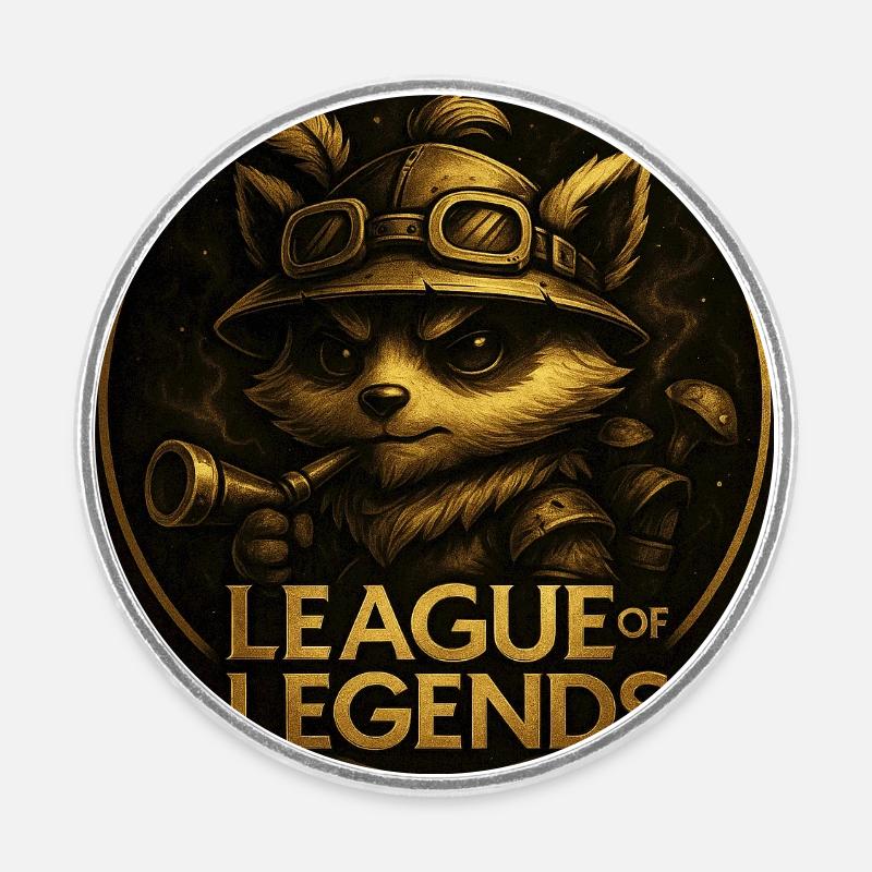 Teemo en Or - Magnet rond - blanc