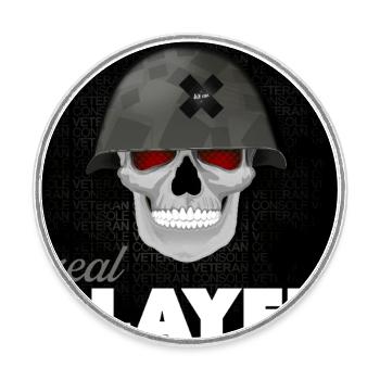 Skull Veteran – Real Player Gaming Helmet Design - Round  fridge magnet - white - Front