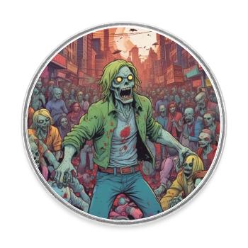 Zombiesturm in der Stadt - Runder Kühlschrankmagnet - Weiß - Vorne