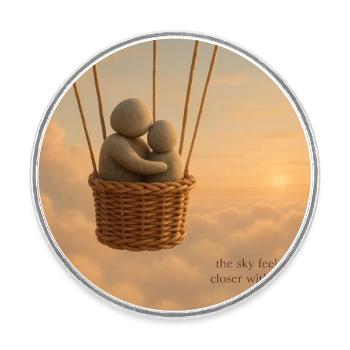 Skybound Whispers Embrace - Round  fridge magnet - white - Front
