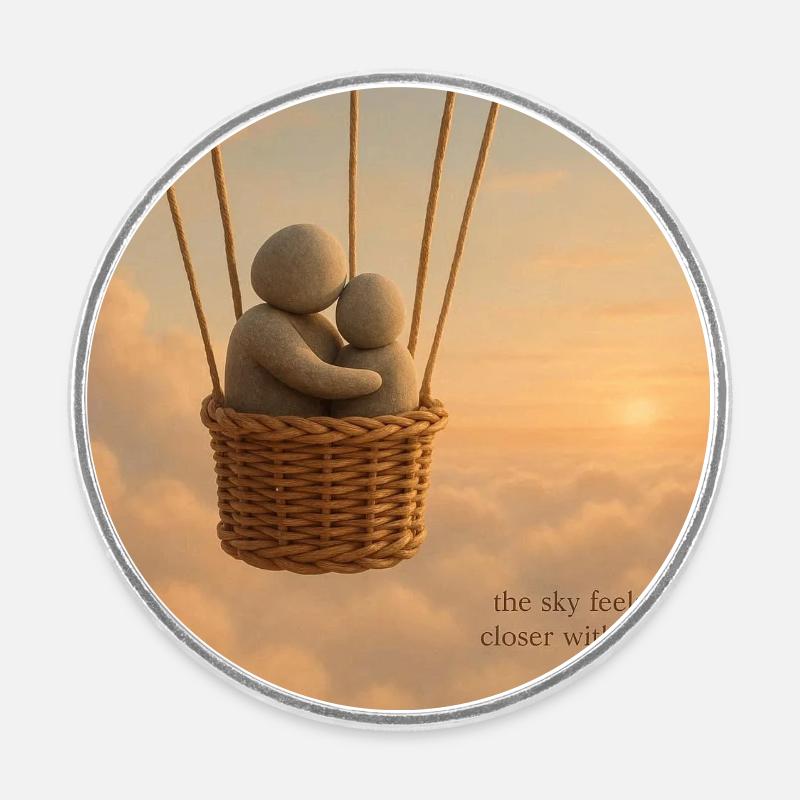Skybound Whispers Embrace - Round  fridge magnet - white