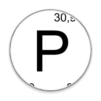 Phosphore P symbole Symbole d’époque Impression d’art - Magnet rond - blanc - Devant