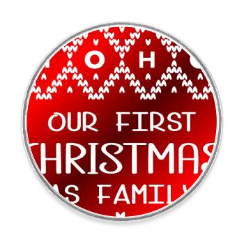Premier Noël en famille - Magnet rond - blanc - Devant