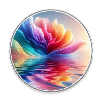 Abstrakte Blumenwellen 1 - Runder Kühlschrankmagnet - Weiß - Vorne
