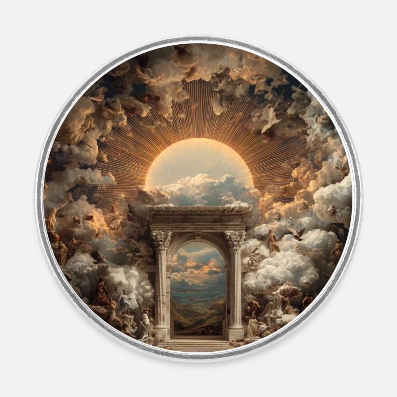 Apotheosis - Round  fridge magnet - white