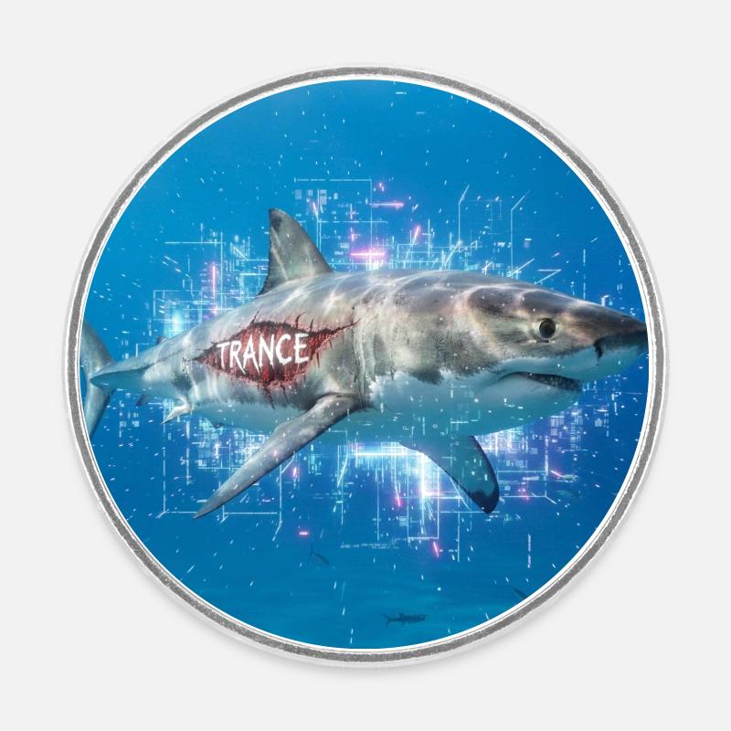 Requin de Transe - Magnet rond - blanc