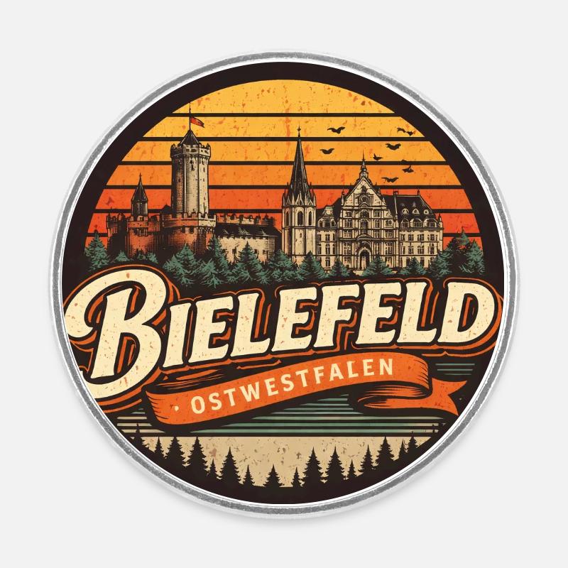 Bielefeld Merge – BUSE en design urbain - Magnet rond - blanc