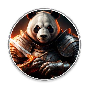 Panda warrior in fire armor - Round  fridge magnet - white - Front