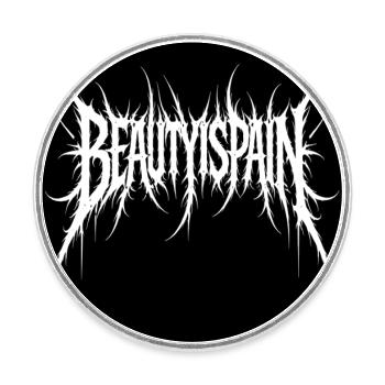 BeautyPain Jagged Black Metal Logo - Round  fridge magnet - white - Front