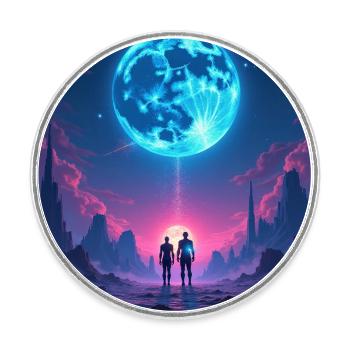 Moon Path of Togetherness - Round  fridge magnet - white - Front