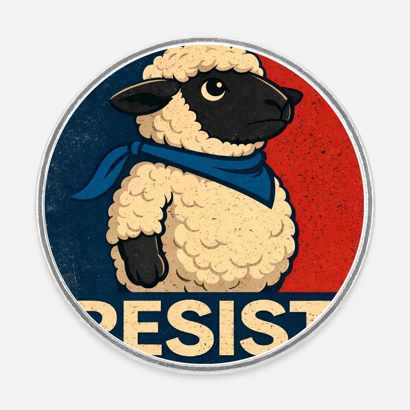 Resistance Lamb Poster - Round  fridge magnet - white