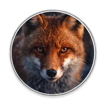 Fuchs-Erkundung bei Einbruch der Dämmerung - Runder Kühlschrankmagnet - Weiß - Vorne