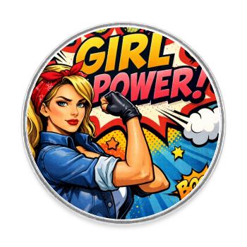 Girl Power Comic Heroine - Round  fridge magnet - white - Front