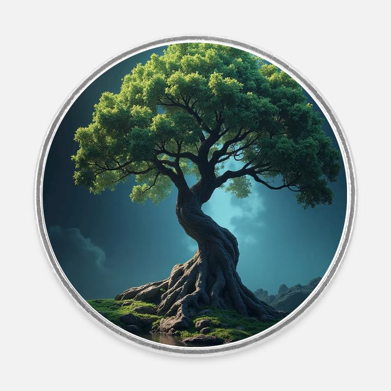 arbre de vie coloré. - Magnet rond - blanc