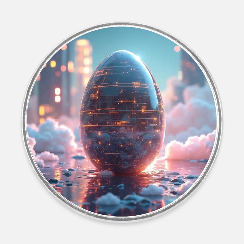Easter in the future - Round fridge magnet - white