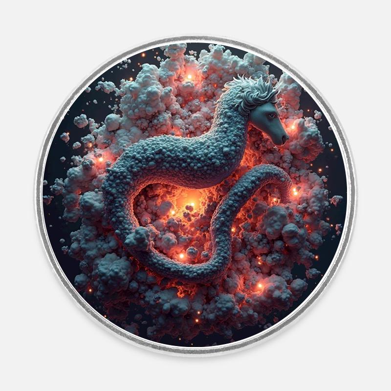 Hypocampal - Runder Kühlschrankmagnet - Weiß