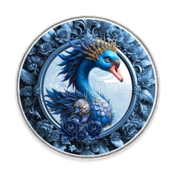 Blue Phoenix Crest in Frame - Round  fridge magnet - white - Front