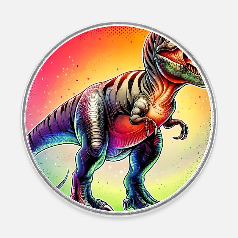 dinosaure - Magnet rond - blanc