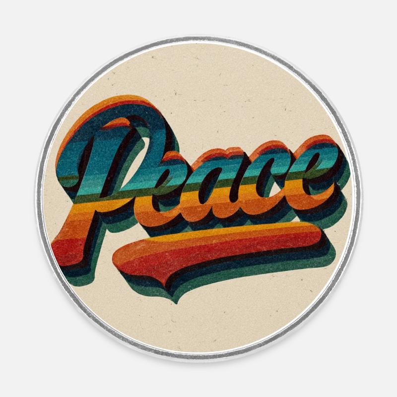 Vintage Peace Vibes - Round  fridge magnet - white