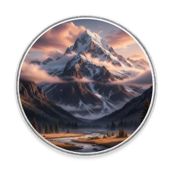 Mountains - Round  fridge magnet - white - Front