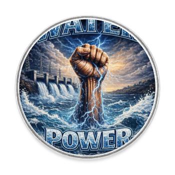 Water Power: Stormy Iron Fist - Round  fridge magnet - white - Front