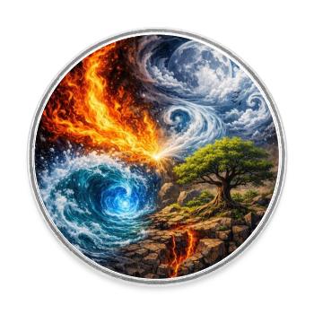 The Elements - Round  fridge magnet - white - Front