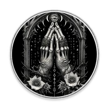 Alchemical Hands in Prayer and Mystical Eye - Round  fridge magnet - white - Front