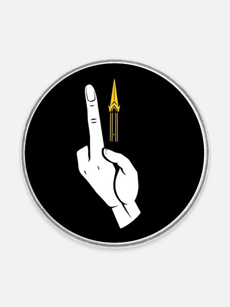 System Error: Der kosmische Mittelfinger - Runder Kühlschrankmagnet - Weiß