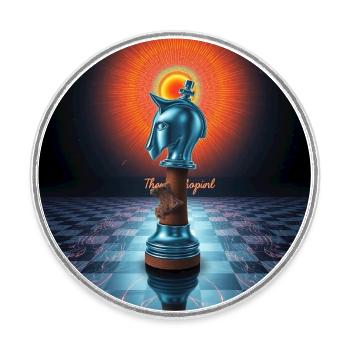 Quantum Knight: Der Zug der Matrix - Runder Kühlschrankmagnet - Weiß - Vorne