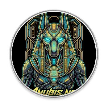 Cyberpunk Anubis Neo God - Runder Kühlschrankmagnet - Weiß - Vorne