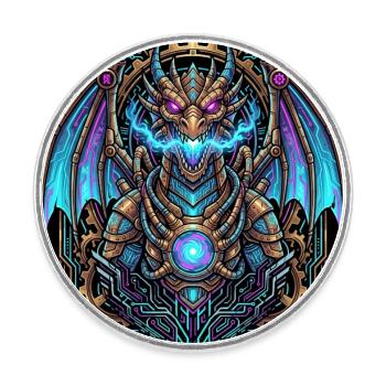 Mechanical Steampunk Dragon - Runder Kühlschrankmagnet - Weiß - Vorne