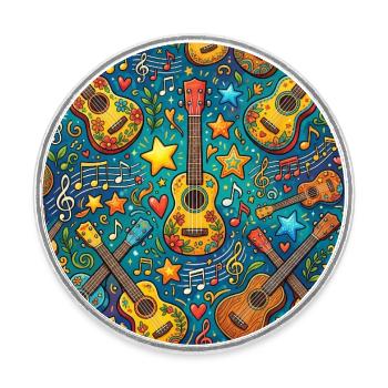 Psychedelische Gitarre Im 60er Hippie Stil - Runder Kühlschrankmagnet - Weiß - Vorne