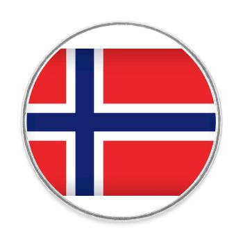Drapeau de la Norvège - Magnet rond - blanc - Devant