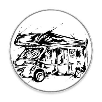 Wohnwagen Camping - Runder Kühlschrankmagnet - Weiß - Vorne