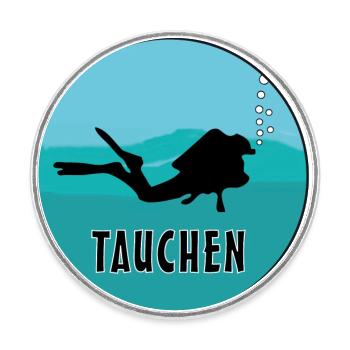 Tauchen - Runder Kühlschrankmagnet - Weiß - Vorne