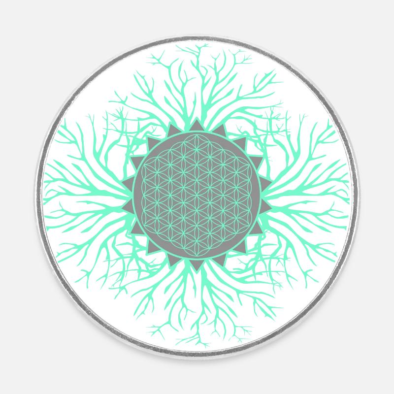 Fleur de vie - Magnet rond - blanc